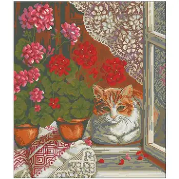 Geranium and cat on the windowsill Counted Cross Stitch 11CT 14CT 18CT DIY Chinese Cross Stitch Kits Embroidery Needlework Sets
Geranium and cat on the windowsill Counted Cross Stitch 11CT 14CT 18CT DIY Chinese Cross Stitch Kits Embroidery Needlework Sets