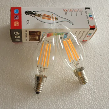 

E12/E14/E27 LED Candle Bulb E14 2W 4W 6W C35 Filament Light E27 LED Lamp C35 C35L 220V COB LED Filament light Decoration lamp