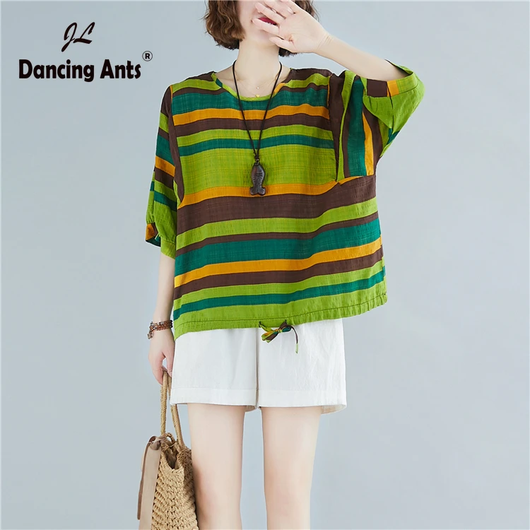 Women Plus Size T-Shirt Batwing Sleeve O-Neck Colour Striped Top Trend 2020 Loose Casual Elegant Top Tees
Women Plus Size T-Shirt Batwing Sleeve O-Neck Colour Striped Top Trend 2020 Loose Casual Elegant Top Tees