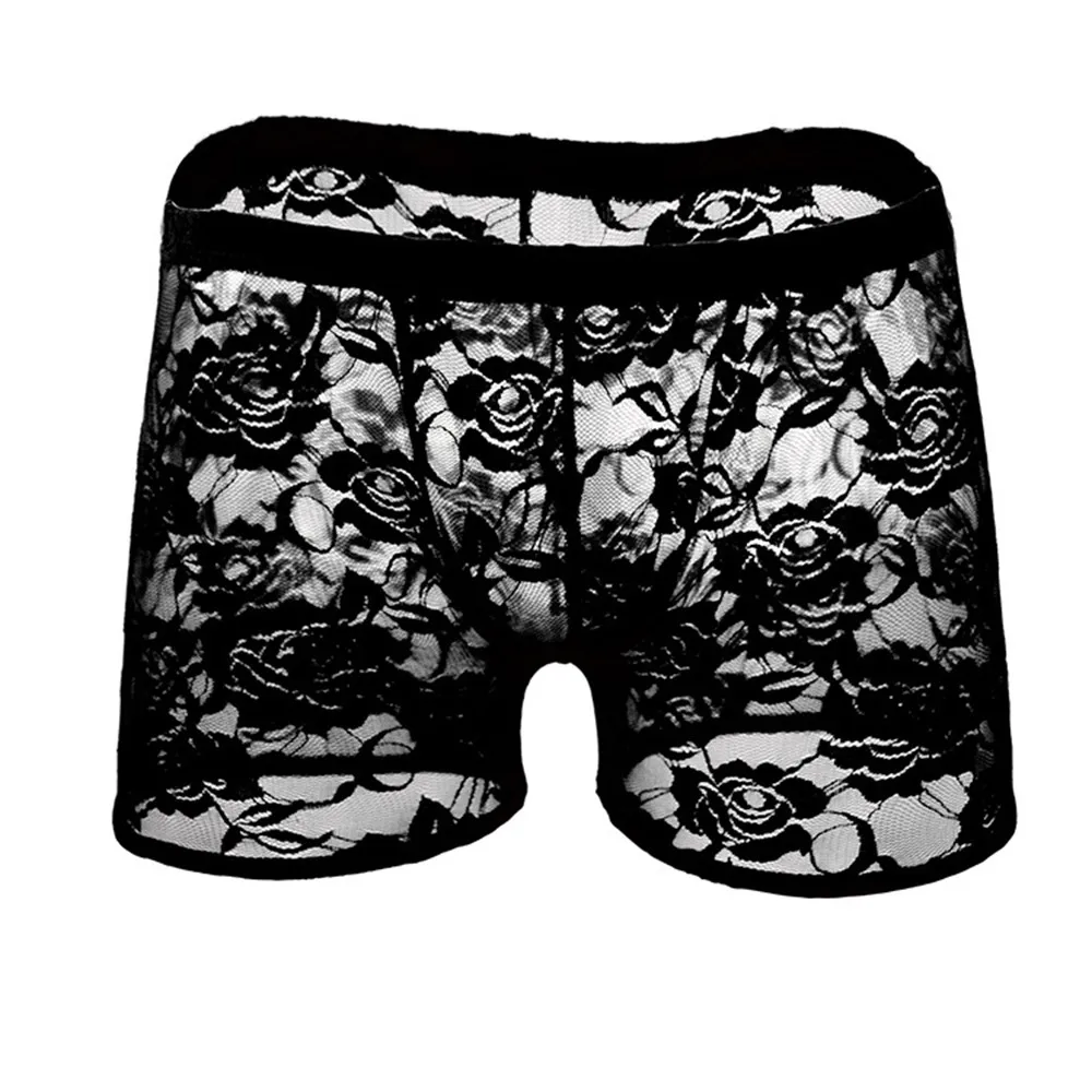 

Sissy Panties Sexy Men See-through Lace Boxer Briefs Shorts Underwear Sissy Pants Lingerie Transparent Boxershorts Panties Brief