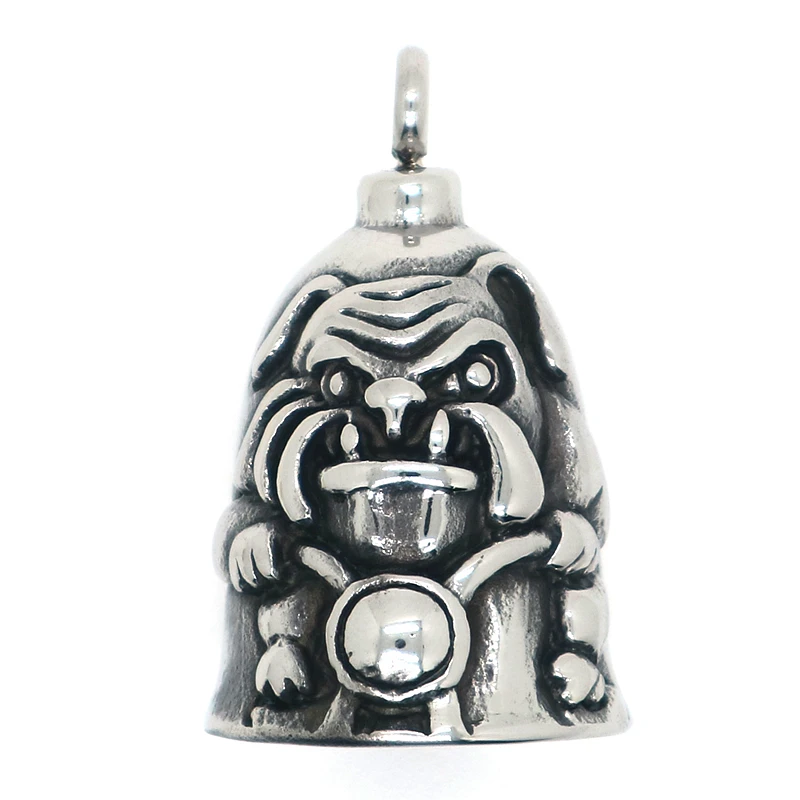 

Heavy Men's 316L Stainless Steel Cool Biker Rider Motorcycle MAD DOG Style Bulldog Bell Pendant Newest Gift