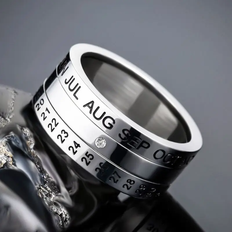 Fashion-Number-and-Month-Calendar-Letter-Rotatable-rings-for-men-316L-Stainless-Steel-Punk-Party-Ring