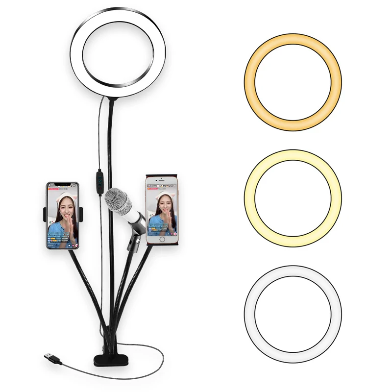 Multi-function Photo Studio Selfie LED Ring Light with Phone Holder For YouTube Live Stream Makeup Ring Lamp for iPhone Android
Multi-function Photo Studio Selfie LED Ring Light with Phone Holder For YouTube Live Stream Makeup Ring Lamp for iPhone Android