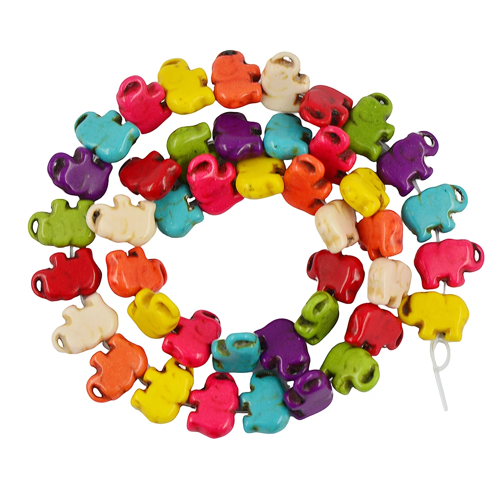 

42pcs Bulk Howlite Candy Multicolor Elephant Loose Spacer Beads DIY Jewelry Findings