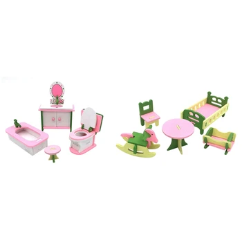 2 Set Baby Wooden Dollhouse Furniture Dolls House Miniature Child Play Toys Gifts, 1 Set 5Pcs & 1 Set 4Pcs
2 Set Baby Wooden Dollhouse Furniture Dolls House Miniature Child Play Toys Gifts, 1 Set 5Pcs & 1 Set 4Pcs