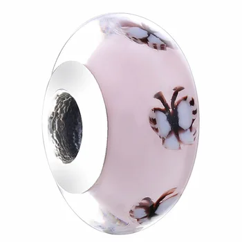 New 925 Sterling Silver Bead Charm White Butterfly Lampwork Pink Murano Glass Beads Fit Bracelet Bangle DIY Jewelry 
New 925 Sterling Silver Bead Charm White Butterfly Lampwork Pink Murano Glass Beads Fit Bracelet Bangle DIY Jewelry