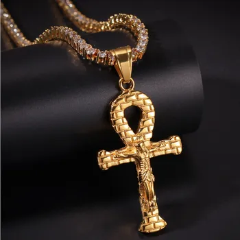 Hip Hop Men Gold Color Stainless Steel Jesus Ankh Key Pendant Wall Pattern Pendant Neckalce Chain Hip Hop For Men
Hip Hop Men Gold Color Stainless Steel Jesus Ankh Key Pendant Wall Pattern Pendant Neckalce Chain Hip Hop For Men