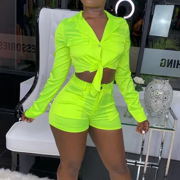 Neon Green Fashion Two Piece Set Women V Neck Full Sleeve Sexy Crop Tops Hot Skinny Shorts Night Clubwear Chic 2 Pcs Outfits
Neon Green Fashion Two Piece Set Women V Neck Full Sleeve Sexy Crop Tops Hot Skinny Shorts Night Clubwear Chic 2 Pcs Outfits