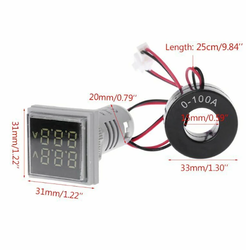 1PCS Mini LED Digital Dual Display Voltmeter Ammeter Meter Voltage Current Tester AC 60-500V 0-100A Display Gauge
1PCS Mini LED Digital Dual Display Voltmeter Ammeter Meter Voltage Current Tester AC 60-500V 0-100A Display Gauge