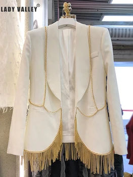 Heavy crafts handmade custom metal chain hem fringed suit jacket ladies spring personality fashion all-match
Heavy crafts handmade custom metal chain hem fringed suit jacket ladies spring personality fashion all-match