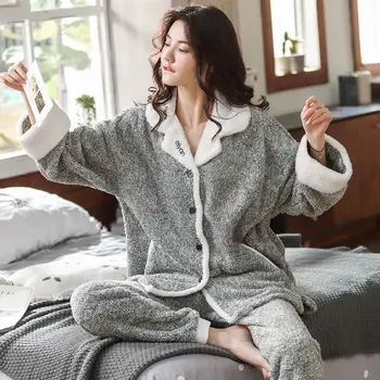 New Winter Autumn Warm Women Pajamas sets Sleepwear Flannel Long Sleeves Pajamas For Women Sleepwear Cute Female Homewear 
New Winter Autumn Warm Women Pajamas sets Sleepwear Flannel Long Sleeves Pajamas For Women Sleepwear Cute Female Homewear