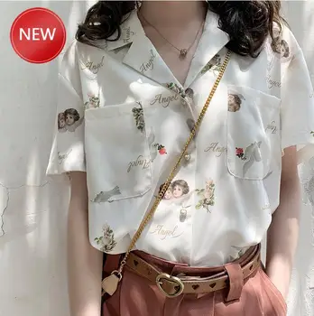 BlouseSummer Angel Print Women's Loose V-Neck Short Sleeve Chiffon Shirt Korean Fashion Clothing
BlouseSummer Angel Print Women's Loose V-Neck Short Sleeve Chiffon Shirt Korean Fashion Clothing