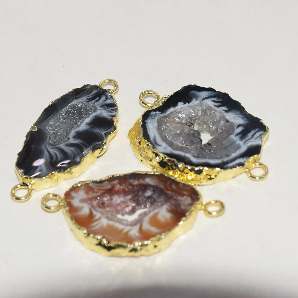 Natural Slice Geode Druzy Stone Connectors for women Jewelry making 2020 gold plating Grey Hole onyx Vintage polish gem stones
Natural Slice Geode Druzy Stone Connectors for women Jewelry making 2020 gold plating Grey Hole onyx Vintage polish gem stones