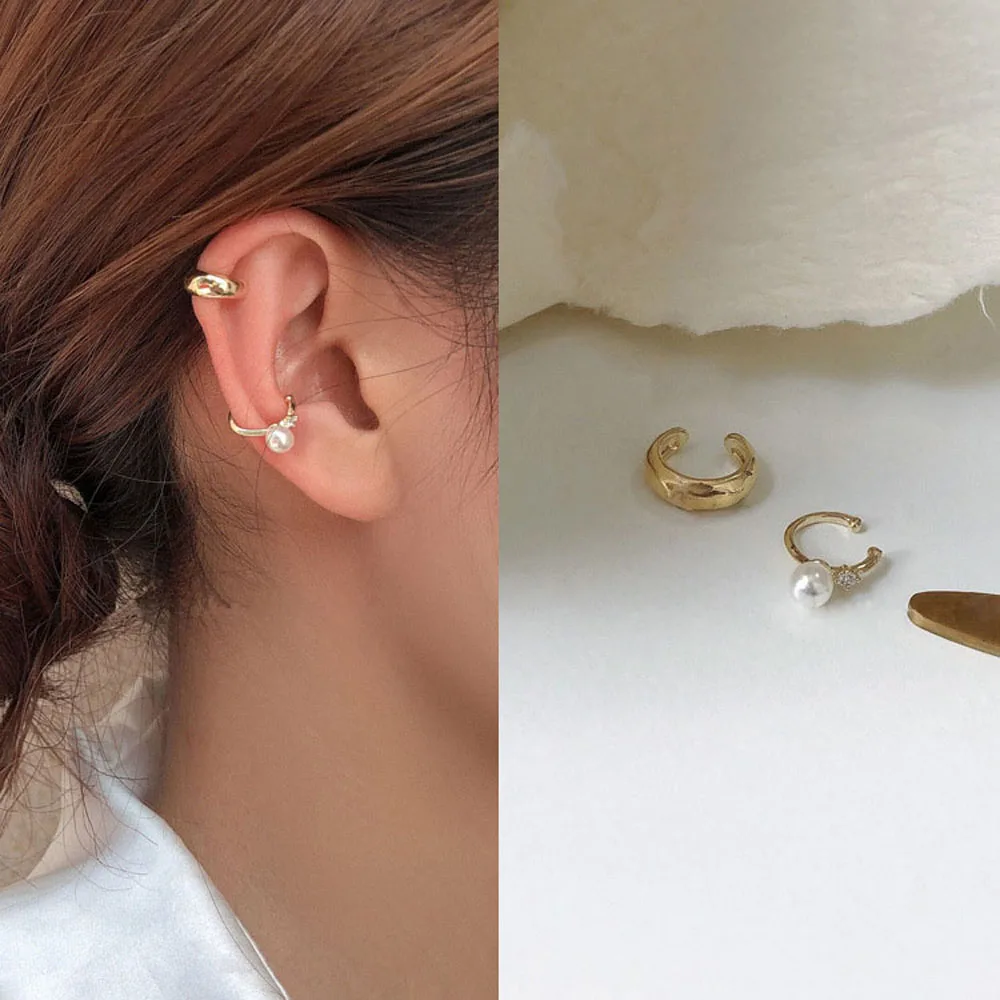 Корейские открытые круглые ушные манжеты для женщин поддельные золотые серьги