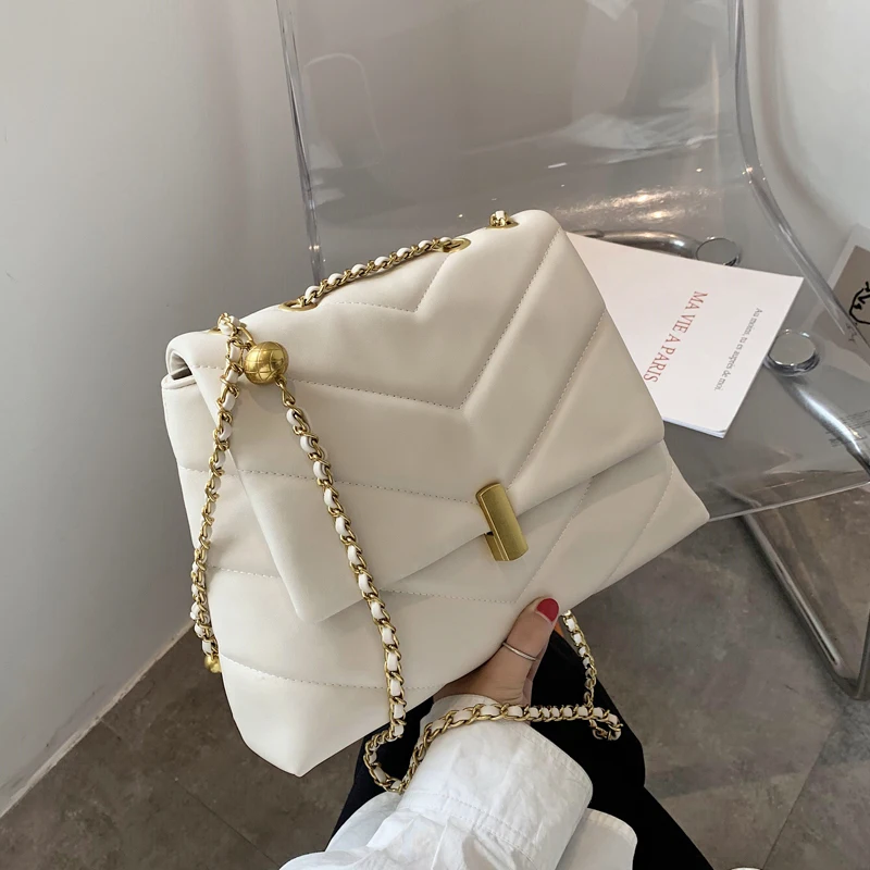 

New Fashion Solid PU Leather Chain Handbag Crossbody bags for Women 2020 Vintage Ladies Shoulder Messenger Bag Female Purses