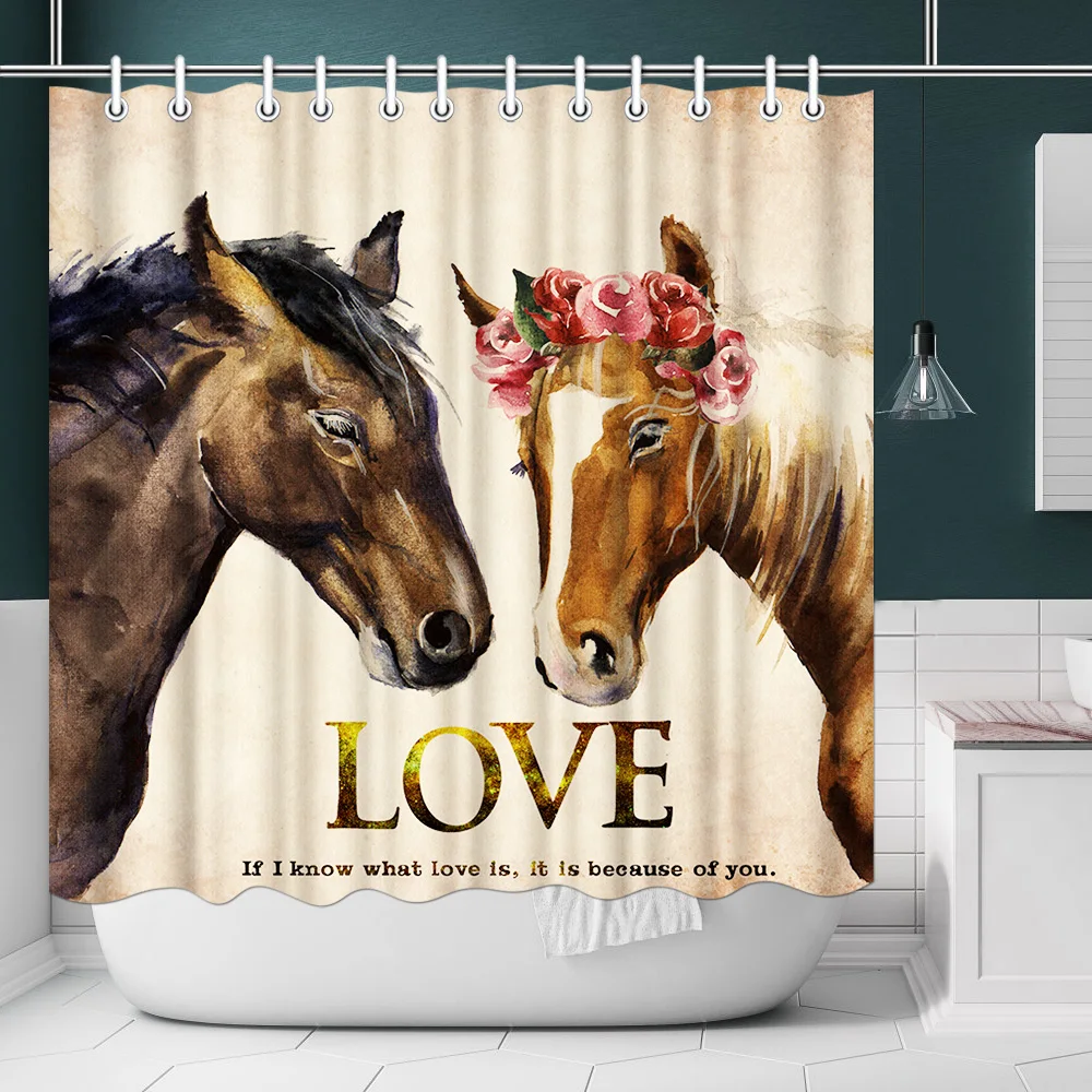 Waterproof Shower Curtain Love Horses Polyester Fabric Photo Custom Bath Curtain for Bathroom Decor with Hooks 180x180cm Cortina
Waterproof Shower Curtain Love Horses Polyester Fabric Photo Custom Bath Curtain for Bathroom Decor with Hooks 180x180cm Cortina