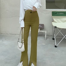 Women Spring Summer Chic Slit Trousers Solid Color Elegant Pants 2021 High Street Fashion Irregular High Waist Flare Female Pant 
Women Spring Summer Chic Slit Trousers Solid Color Elegant Pants 2021 High Street Fashion Irregular High Waist Flare Female Pant