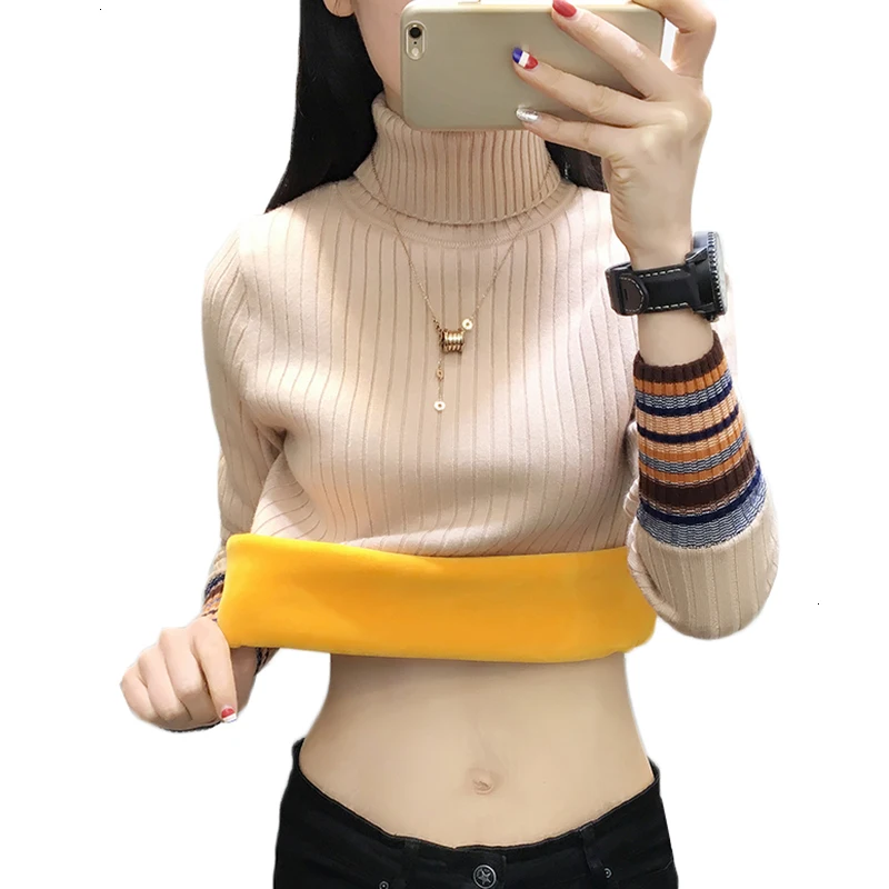Winter Warm Plus Velvet Sweater Women Jumper New Slim Pull Knit Bottoming Shirt Long-sleeved Turtleneck Sweater Pullover AA925
Winter Warm Plus Velvet Sweater Women Jumper New Slim Pull Knit Bottoming Shirt Long-sleeved Turtleneck Sweater Pullover AA925