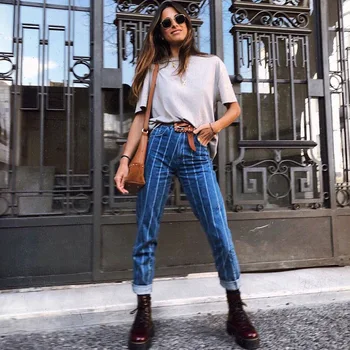 High waist straight jeans women's cotton streetwear washed striped denim ankle-length pants casual women's elastic blue jeans
High waist straight jeans women's cotton streetwear washed striped denim ankle-length pants casual women's elastic blue jeans