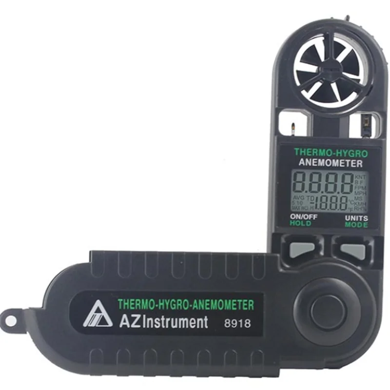 AZ8918 RH% Wind speed Meter Display Air Velocity and Temperature or Temperature and Windchill,Water-Resistant and Shock Proof.
AZ8918 RH% Wind speed Meter Display Air Velocity and Temperature or Temperature and Windchill,Water-Resistant and Shock Proof.
