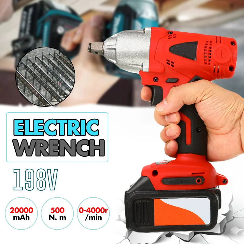 198V 20000mAh Car Socket Electric Impact Wrench 500Nm DIY Household Socket Electric Impact Wrench Changing Tire Tools 
198V 20000mAh Car Socket Electric Impact Wrench 500Nm DIY Household Socket Electric Impact Wrench Changing Tire Tools