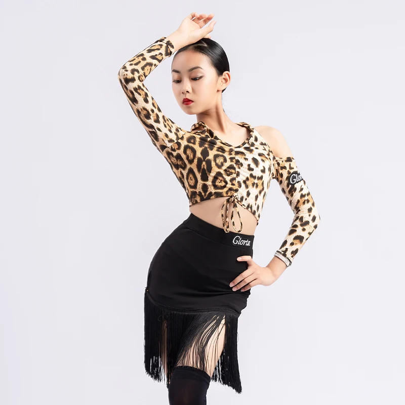 Leopard Latin Dance Tops Girls Fringe Skirt Salsa Dancewear Stage Costume Long Sleeve Tango Dance Outfit Samba Costume DL8412
Leopard Latin Dance Tops Girls Fringe Skirt Salsa Dancewear Stage Costume Long Sleeve Tango Dance Outfit Samba Costume DL8412