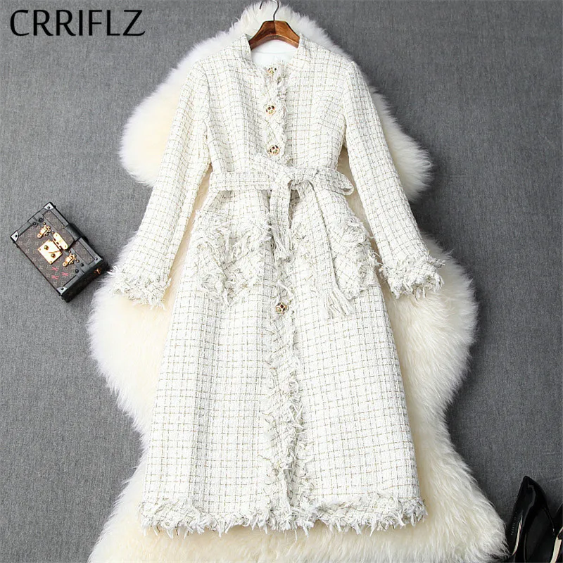 Winter Women Woolen Coat Tweed Tassel Beaded Single-breasted Lace-up Waist Coat Fashion Plaid Style Long Warm Woolen Coat
Winter Women Woolen Coat Tweed Tassel Beaded Single-breasted Lace-up Waist Coat Fashion Plaid Style Long Warm Woolen Coat