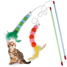 1 шт. новинка забавная игрушка в виде кота перо плюшевая кошки