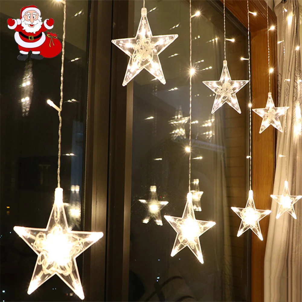 220V EU Plug 2.5M LED Star Curtain Light Outdoor String Lights Indoor Christmas Garland For Party Wedding Holiday Decoration
220V EU Plug 2.5M LED Star Curtain Light Outdoor String Lights Indoor Christmas Garland For Party Wedding Holiday Decoration