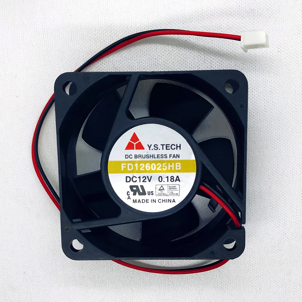 Original Y.S.TECH FD126025HB-N 6025 DC 12V 0.18A 60*60*25MM 2-wires cooling fan 
Original Y.S.TECH FD126025HB-N 6025 DC 12V 0.18A 60*60*25MM 2-wires cooling fan