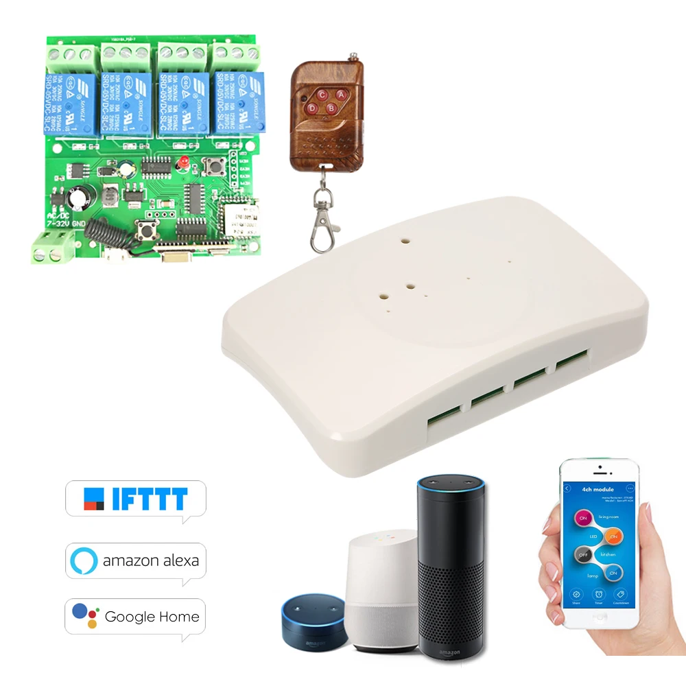 eWeLink 433Mhz Smart Remote Control Wireless Switch Universal Module 4ch DC 5V 12V 32V Wifi Switch Timer APP Remote Control
eWeLink 433Mhz Smart Remote Control Wireless Switch Universal Module 4ch DC 5V 12V 32V Wifi Switch Timer APP Remote Control
