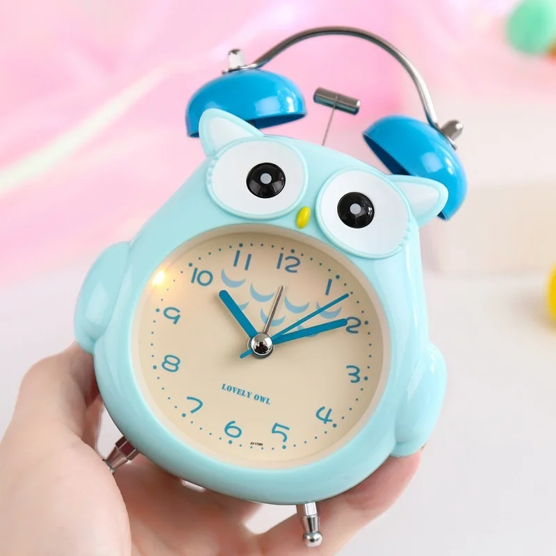 

Children's Bedroom Alarm Clock Cartoon Owl Silent Digital Alarm Clock Cute Bedroom Metal Quartz Alarm Clock with Night Light