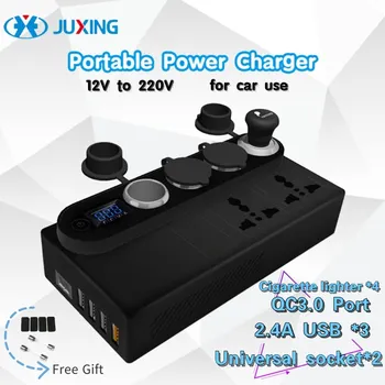 JUXING Car Power Charger Converter Truck / Vehicle Inverter DC 12-24V to AC 220V Adapter with QC 3.0 Port +2 AC Outlet Pure sine 
JUXING Car Power Charger Converter Truck / Vehicle Inverter DC 12-24V to AC 220V Adapter with QC 3.0 Port +2 AC Outlet Pure sine