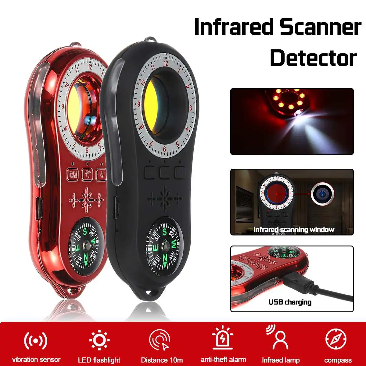 Wireless Infrared Laser Lamp Detector Camera Scanner Device Finder Cam Detection Security Sensor Alarm Anti-Mini Camera
Wireless Infrared Laser Lamp Detector Camera Scanner Device Finder Cam Detection Security Sensor Alarm Anti-Mini Camera