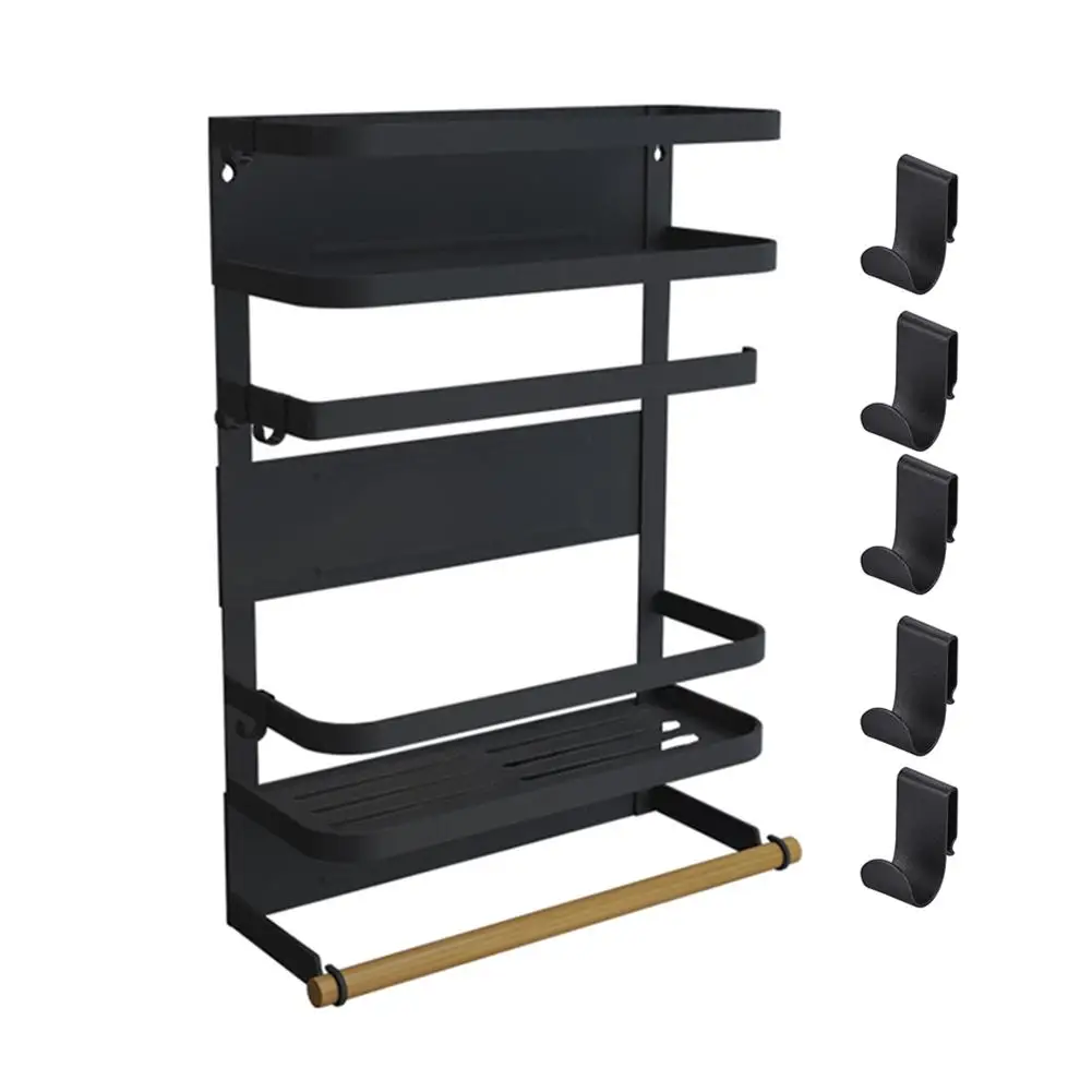 Magnetic Paper Towel Holder Fridge Spice Rack Kitchen Refrigerator Organizer Rack with 5 Removable Hooks Home Storage
Magnetic Paper Towel Holder Fridge Spice Rack Kitchen Refrigerator Organizer Rack with 5 Removable Hooks Home Storage
