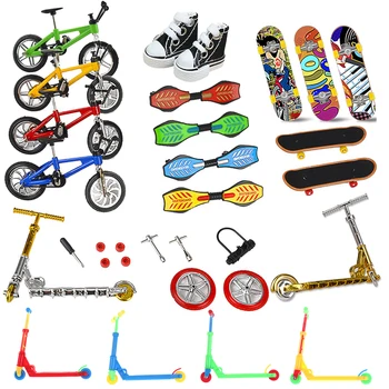 핑거 스케이트 보드 자전거 테크 두 바퀴 미니 스쿠터 핑거 팁 BMX 자전거 세트, 지판 신발 데크 장난감, 소년 생일 선물