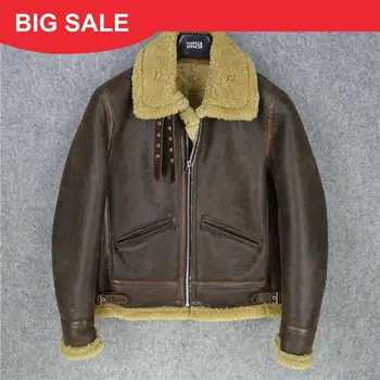 2020 Dark Brown Men Winter Thick B3 Bomber Shearling Coat Plus Size XXXXL Genuine Sheepskin Russian Warm Military Leather Coat
2020 Dark Brown Men Winter Thick B3 Bomber Shearling Coat Plus Size XXXXL Genuine Sheepskin Russian Warm Military Leather Coat