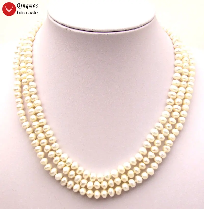 Qingmos Natural White Pearl Necklace for Women with Genunie 6-7mm Flat Round Pearl 3 Strands Necklace 17-18-19" Chokers Jewelry
Qingmos Natural White Pearl Necklace for Women with Genunie 6-7mm Flat Round Pearl 3 Strands Necklace 17-18-19" Chokers Jewelry