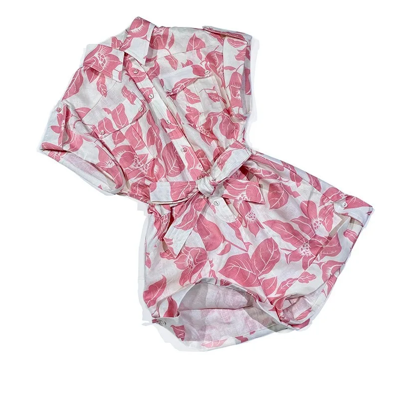 Linen Jumpsuit For Woman 2020 Summer New Fashion Blogger Style Pink Leaf Print Short Sleeve Elegant Casual Rompers
Linen Jumpsuit For Woman 2020 Summer New Fashion Blogger Style Pink Leaf Print Short Sleeve Elegant Casual Rompers
