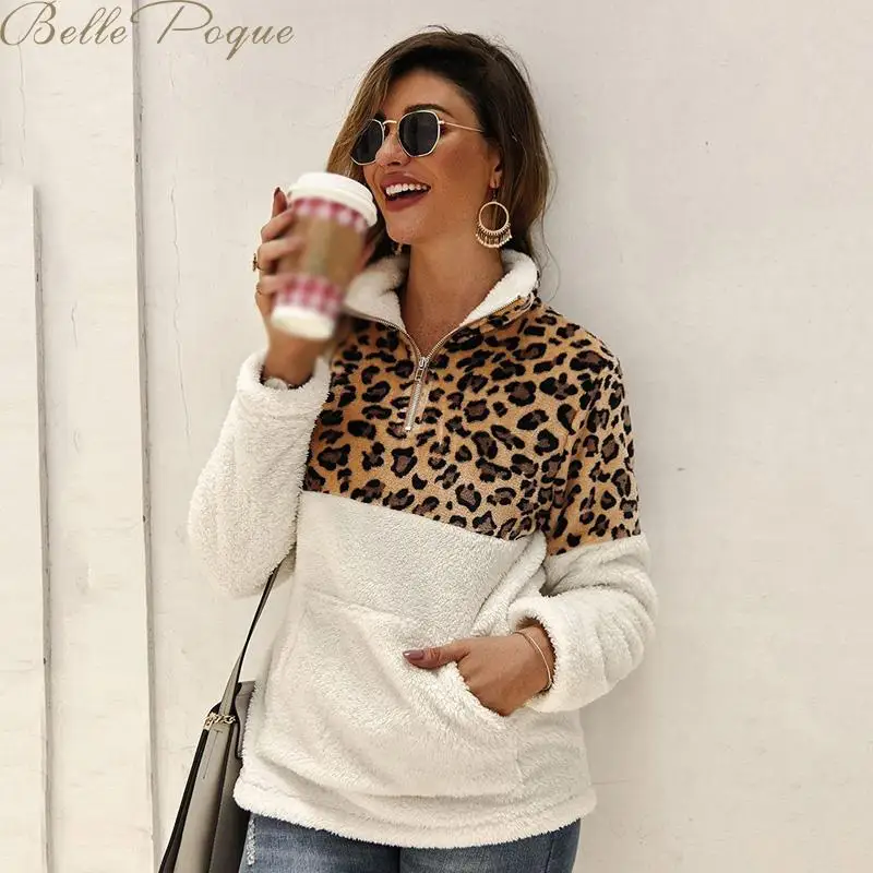 Belle Poque Patchwork Leopard Sweatshirt Women Pockets Long Sleeve Sweatshirt Women Warm Fleece Casual Winter Zipper Outwear
Belle Poque Patchwork Leopard Sweatshirt Women Pockets Long Sleeve Sweatshirt Women Warm Fleece Casual Winter Zipper Outwear