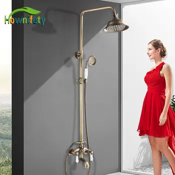 Brass Shower Set Hot Cold Europen Syle Bathroom Shower Systems Wall Mount Rain Shower Head and Ceramics Hand Shower
Brass Shower Set Hot Cold Europen Syle Bathroom Shower Systems Wall Mount Rain Shower Head and Ceramics Hand Shower