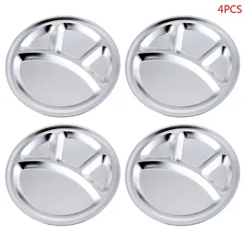 4pcs Stainless Steel 4 Sections Round Divided Plate Dish Snack Dinner Tray Lunch 
4pcs Stainless Steel 4 Sections Round Divided Plate Dish Snack Dinner Tray Lunch
