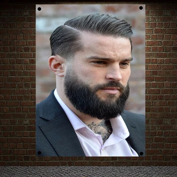 

Business Men's Short Beard Hairstyle Barber Shop Poster Signboard Tapestry Banner Flag Wall Art Wall Hanging Home Decoration C3