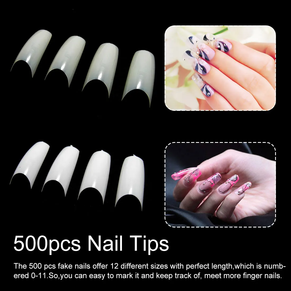 500 Pcs Clear Nail Tips High Quality Plastic Nails C Shape Faux French Manicure Medium Nails Dual Form Nail System Kit
500 Pcs Clear Nail Tips High Quality Plastic Nails C Shape Faux French Manicure Medium Nails Dual Form Nail System Kit