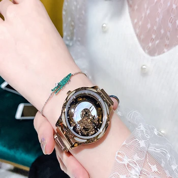 Newest Women Rhinestone Watch Rotating Pony dial Lady Dress watch Diamond Luxury brand Bracelet watches Crystal Quartz Clocks 
Newest Women Rhinestone Watch Rotating Pony dial Lady Dress watch Diamond Luxury brand Bracelet watches Crystal Quartz Clocks