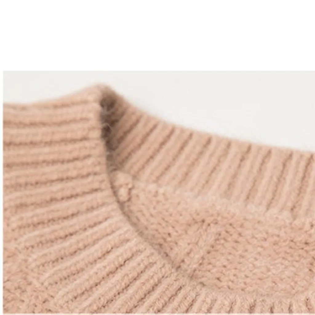 Jaycosin Fashion Women Casual Simple Long Sleeve Knitting Sweater Stylish Solid Color Comfortable Warm Lazy Wind Sweater