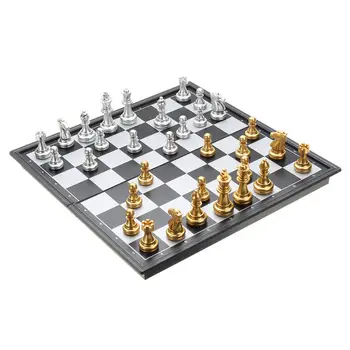 Chess Game Silver Gold Pieces Folding Magnetic Foldable Board Contemporary Set Fun Family Board Games Gifts Christmas 
Chess Game Silver Gold Pieces Folding Magnetic Foldable Board Contemporary Set Fun Family Board Games Gifts Christmas