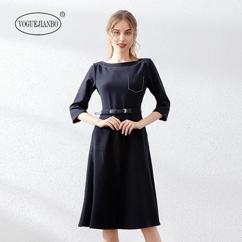 2020spring new elegant round neck five-point sleeves with waist temperament A word big dress dress female sukienka elegant dress
2020spring new elegant round neck five-point sleeves with waist temperament A word big dress dress female sukienka elegant dress