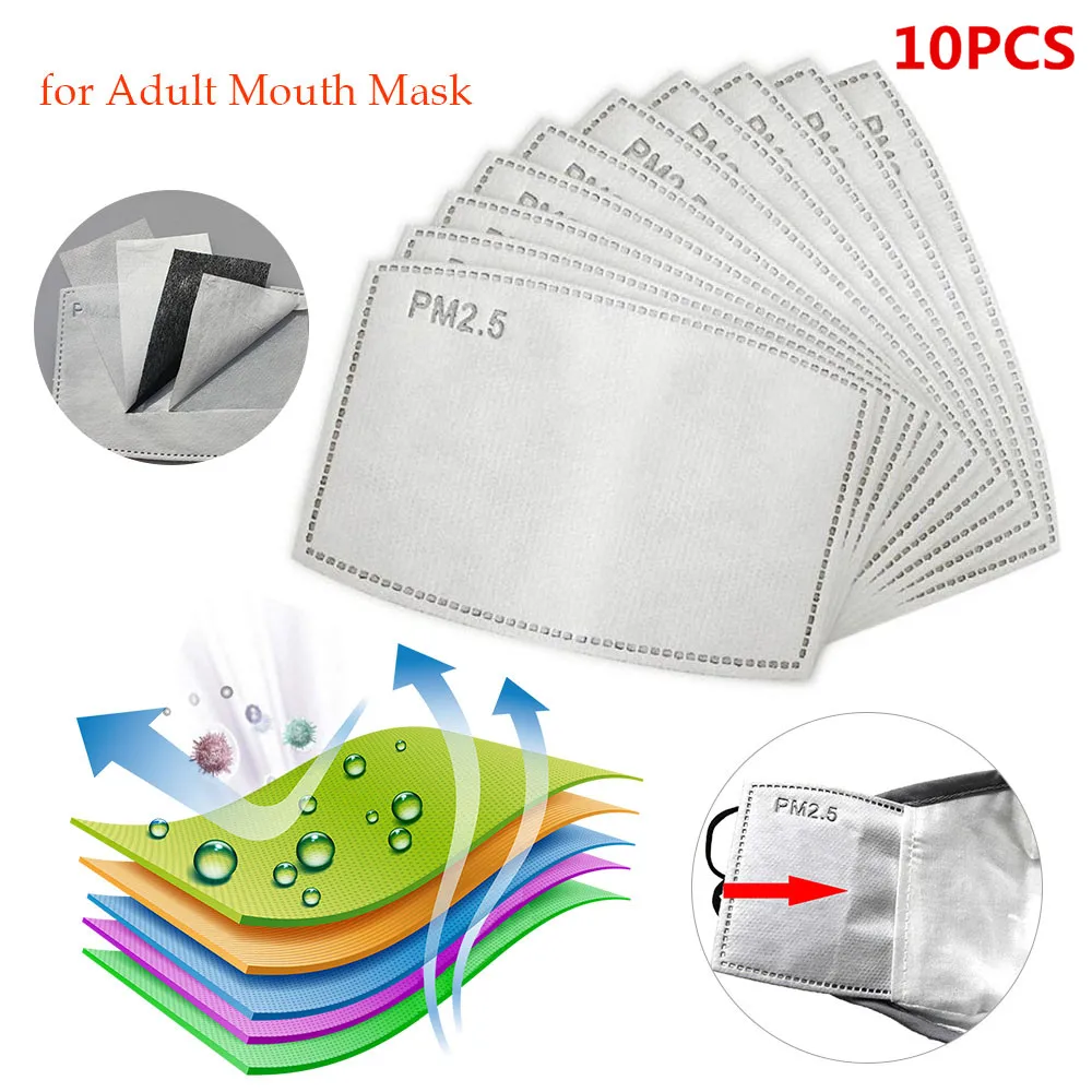 10 шт./лот PM2.5 фильтровальная бумага с активированным углем для взрослых маска