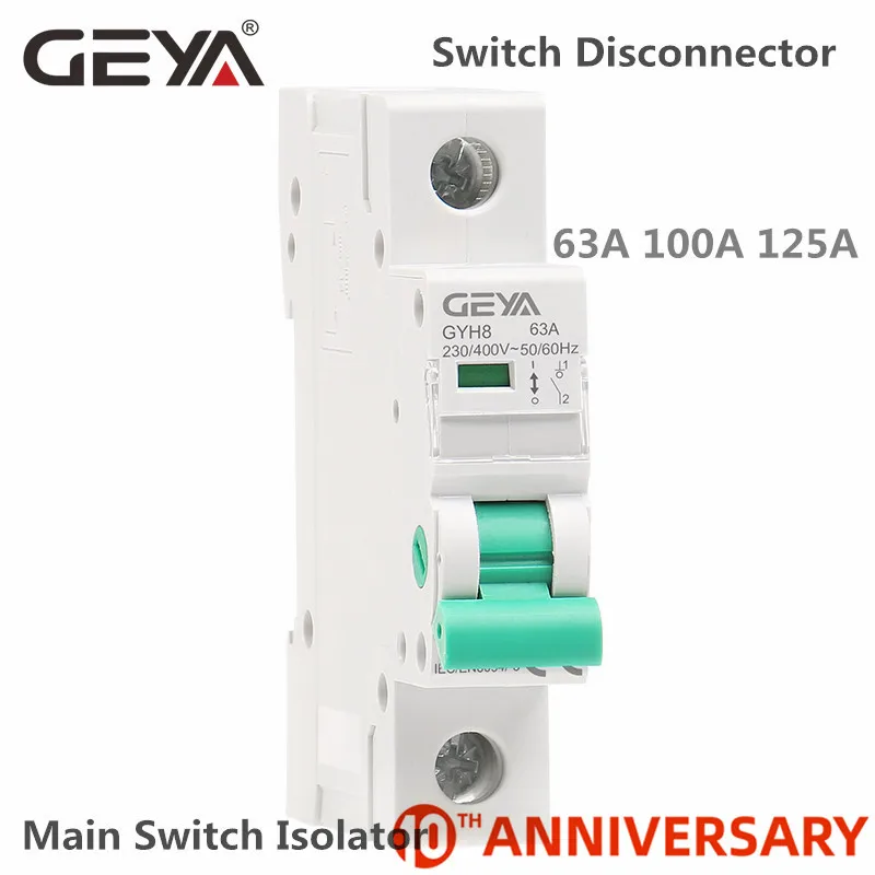 GEYA GYH8 Din Rail Isolator Circuit Breaker 230V/400V Main Switch 63A 100A 125A Isolating switch
GEYA GYH8 Din Rail Isolator Circuit Breaker 230V/400V Main Switch 63A 100A 125A Isolating switch